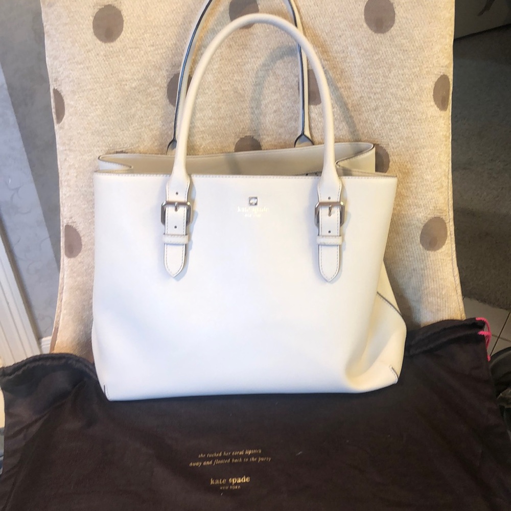 Kate Spade White/cream Leather Tote